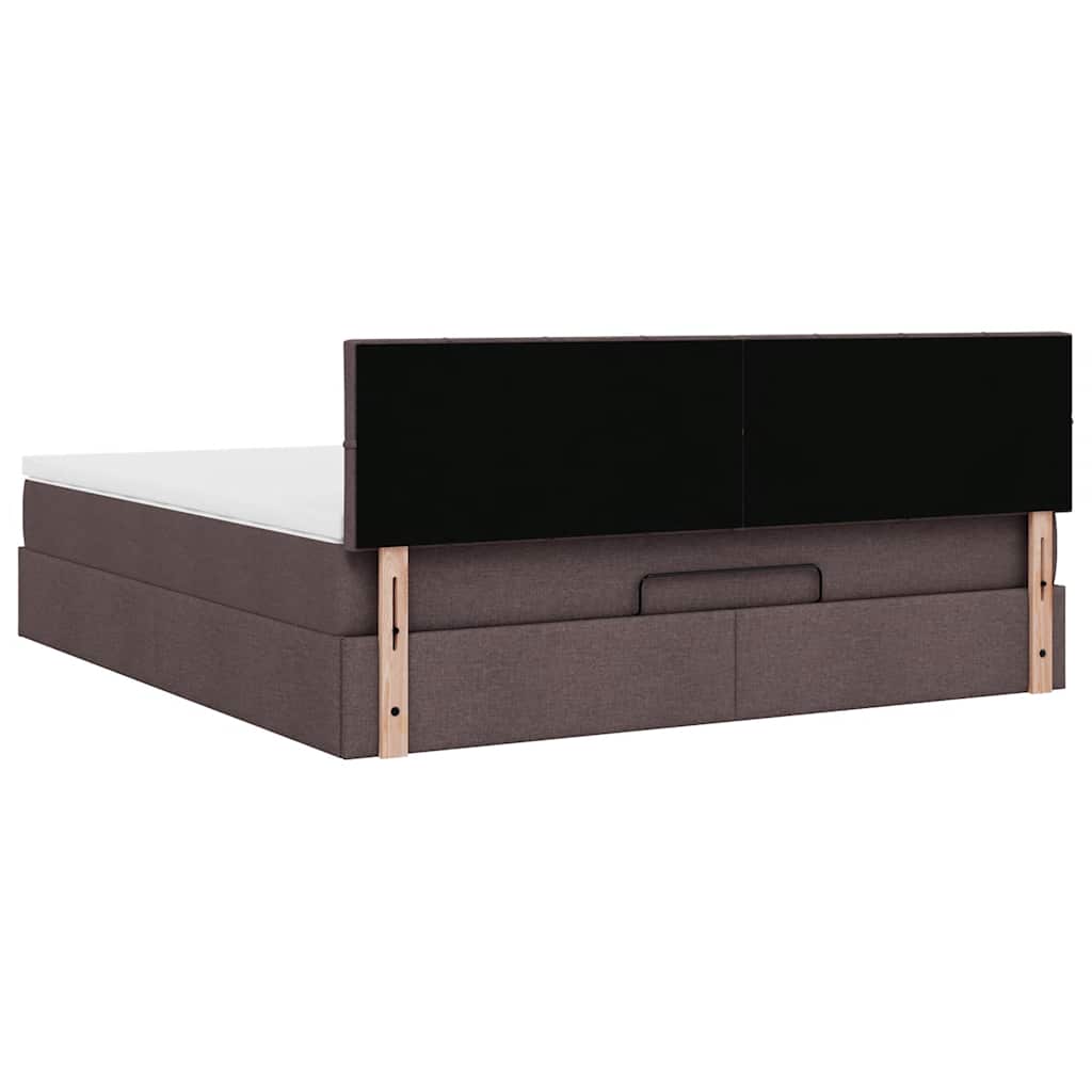 Cadre de lit ottoman avec matelas marron foncé 180x200 cm tissu - XIOS