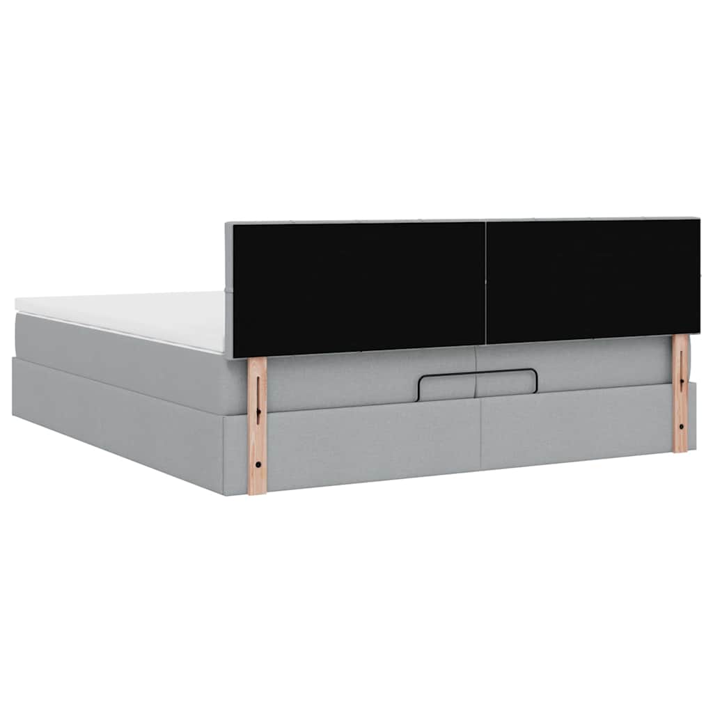 Cadre de lit ottoman avec matelas gris clair 200x200 cm tissu - XIOS