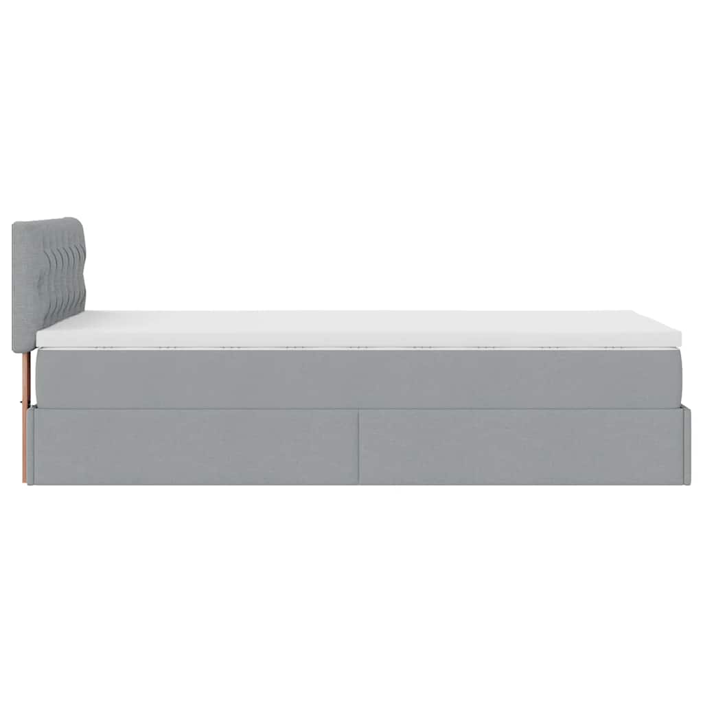 Cadre de lit ottoman et matelas gris clair 90x190 cm tissu - XIOS