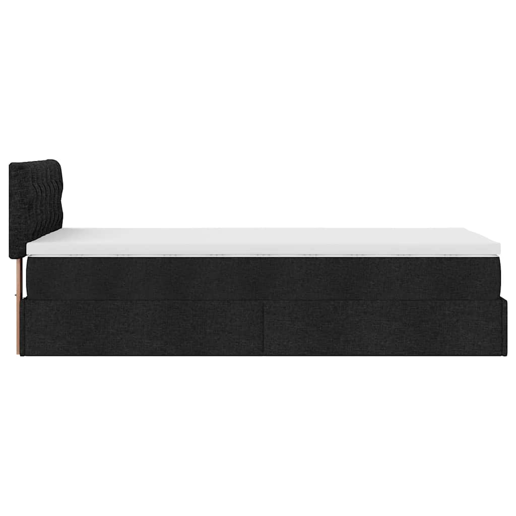 Cadre de lit ottoman avec matelas noir 90x190 cm tissu - XIOS