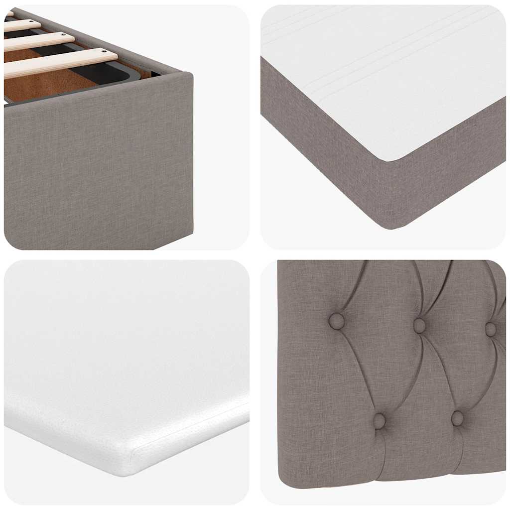 Cadre de lit ottoman avec matelas taupe 90x190 cm tissu