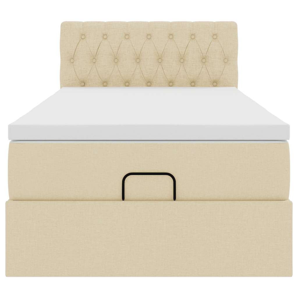 Lit ottoman avec matelas crème 90x200 cm tissu - XIOS