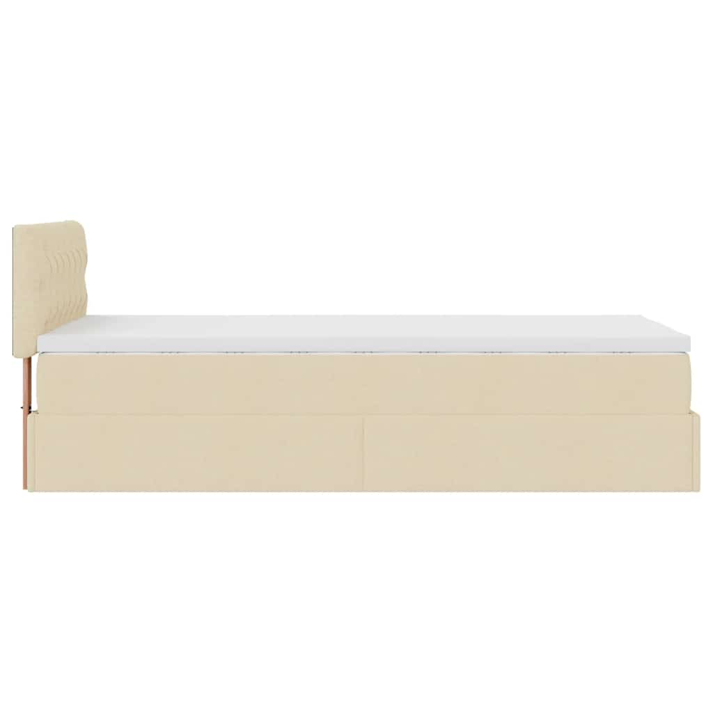 Lit ottoman avec matelas crème 90x200 cm tissu - XIOS