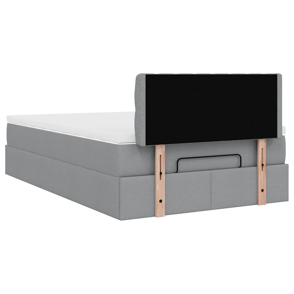 Lit ottoman avec matelas gris clair 120x190 cm tissu - XIOS