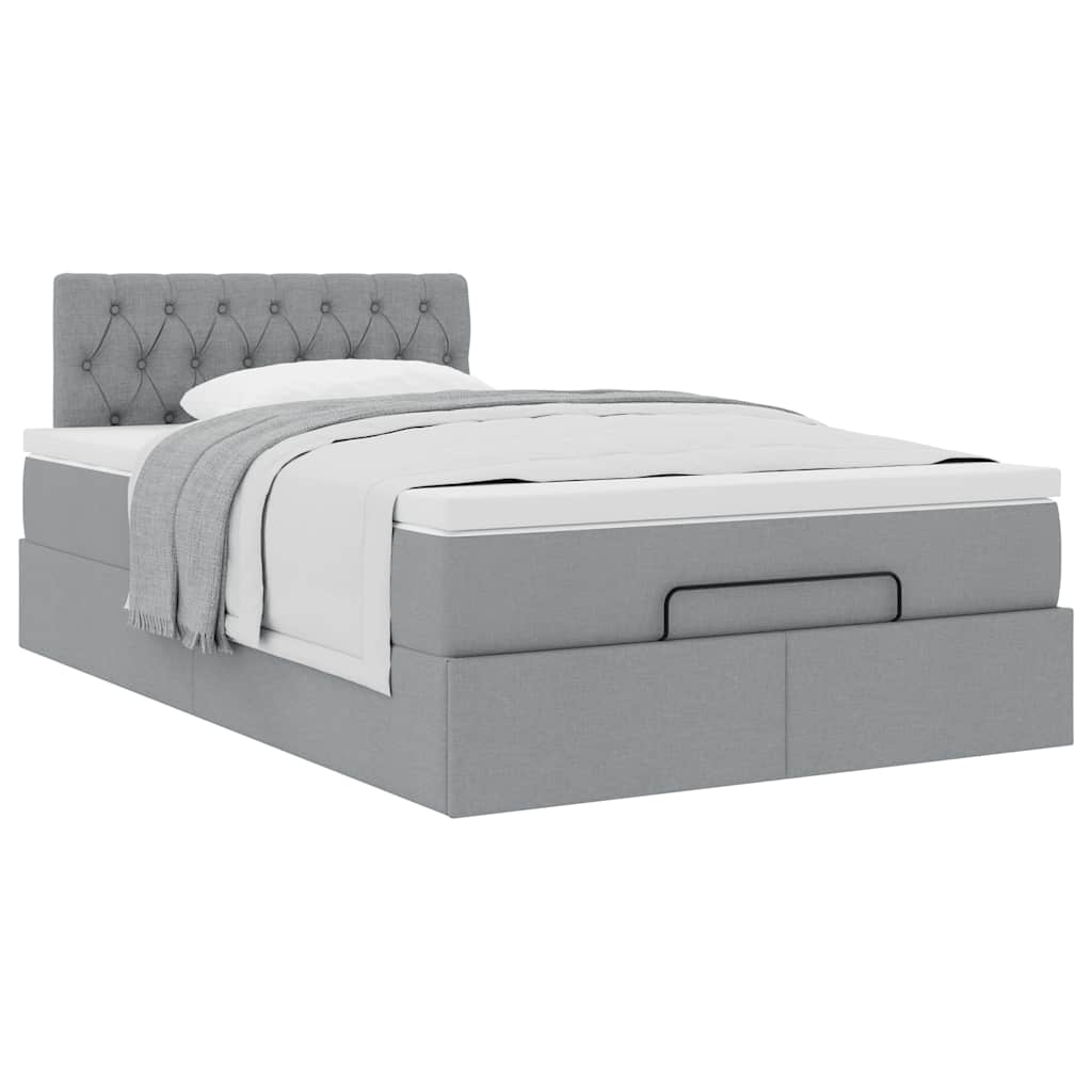Lit ottoman avec matelas gris clair 120x200 cm tissu - XIOS