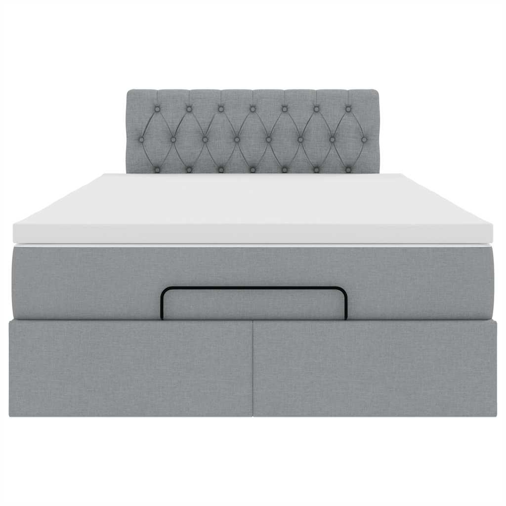 Lit ottoman avec matelas gris clair 120x200 cm tissu - XIOS