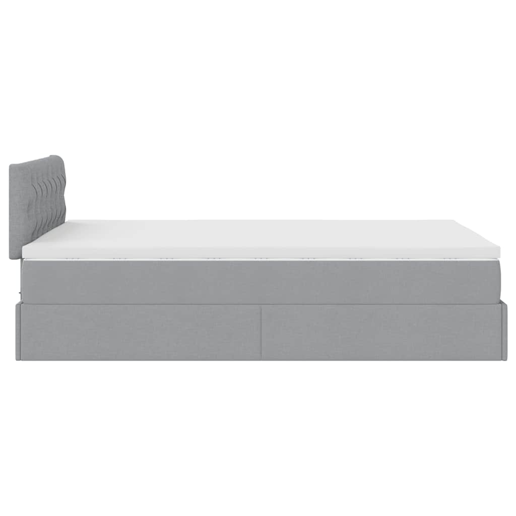 Lit ottoman avec matelas gris clair 120x200 cm tissu - XIOS