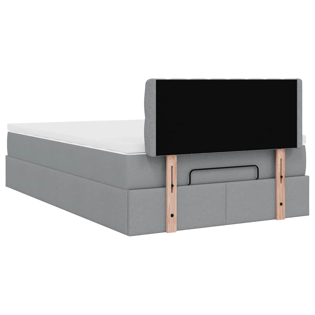Lit ottoman avec matelas gris clair 120x200 cm tissu - XIOS