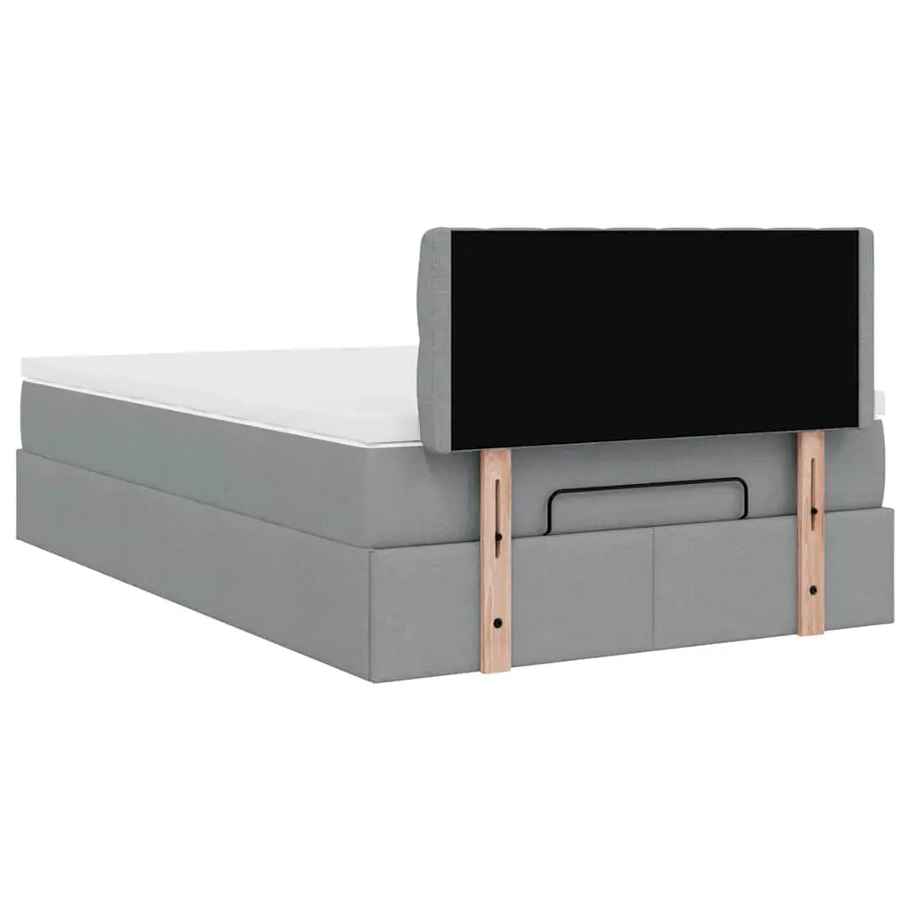 Lit ottoman avec matelas gris clair 120x200 cm tissu - XIOS