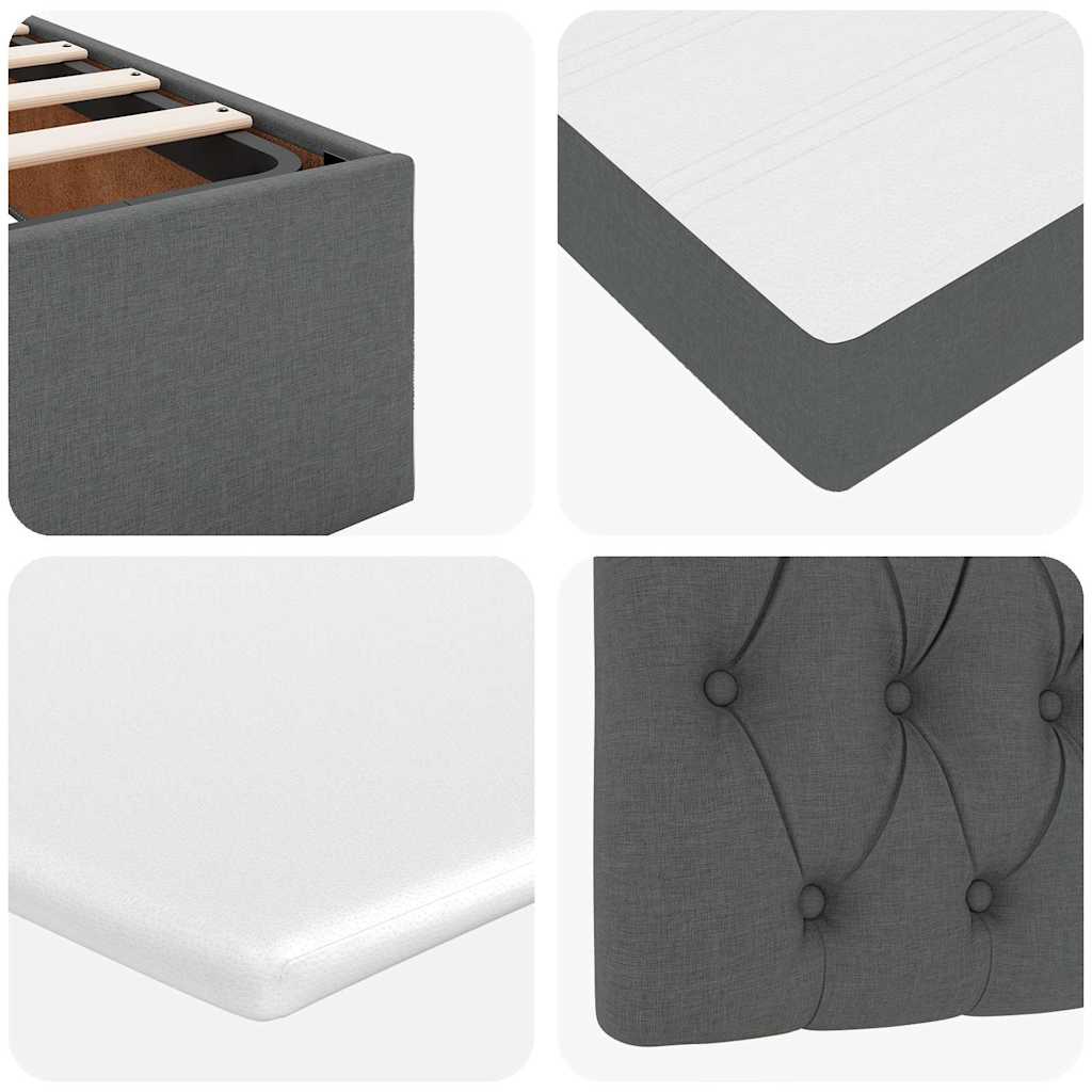 Lit ottoman avec matelas gris foncé 120x200 cm tissu