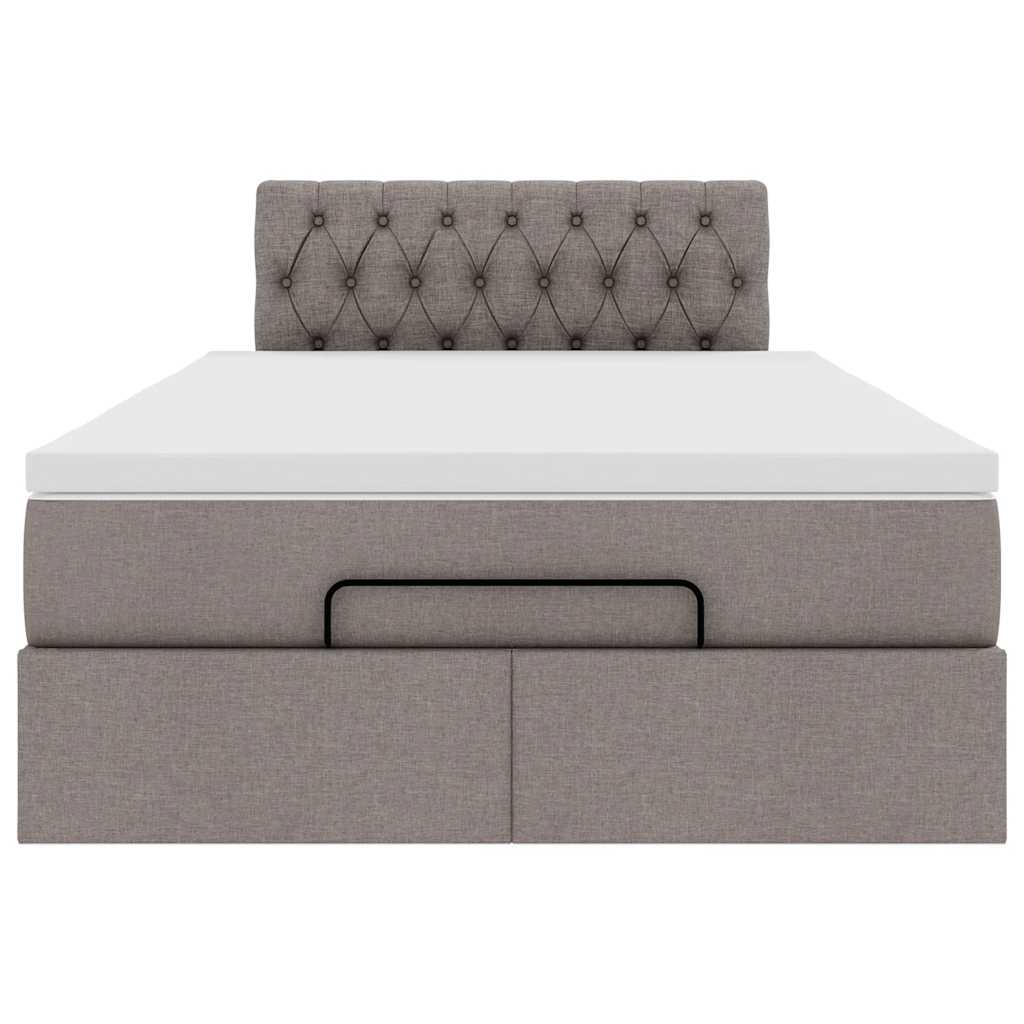 Cadre de lit ottoman avec matelas taupe 120x200 cm tissu - XIOS