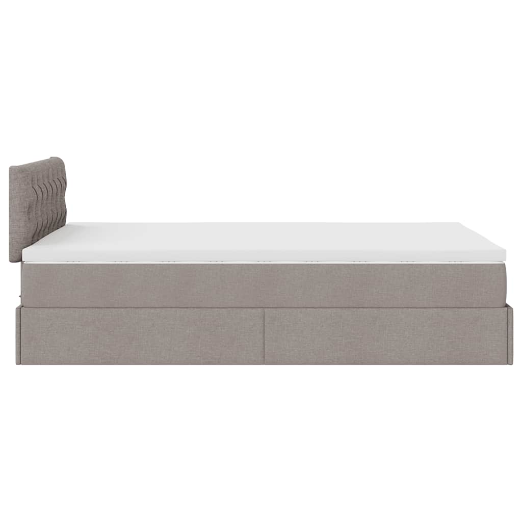 Cadre de lit ottoman avec matelas taupe 120x200 cm tissu - XIOS
