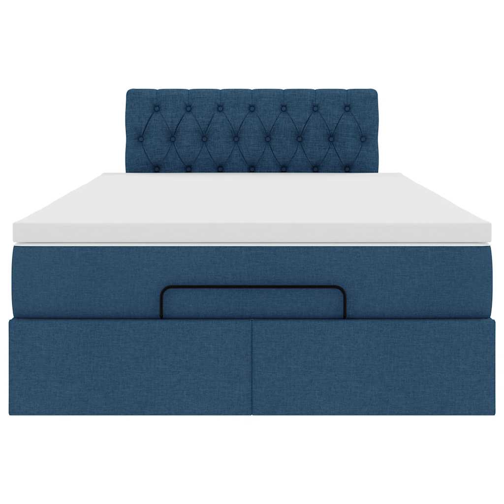 Lit ottoman avec matelas bleu 120x200 cm tissu - XIOS