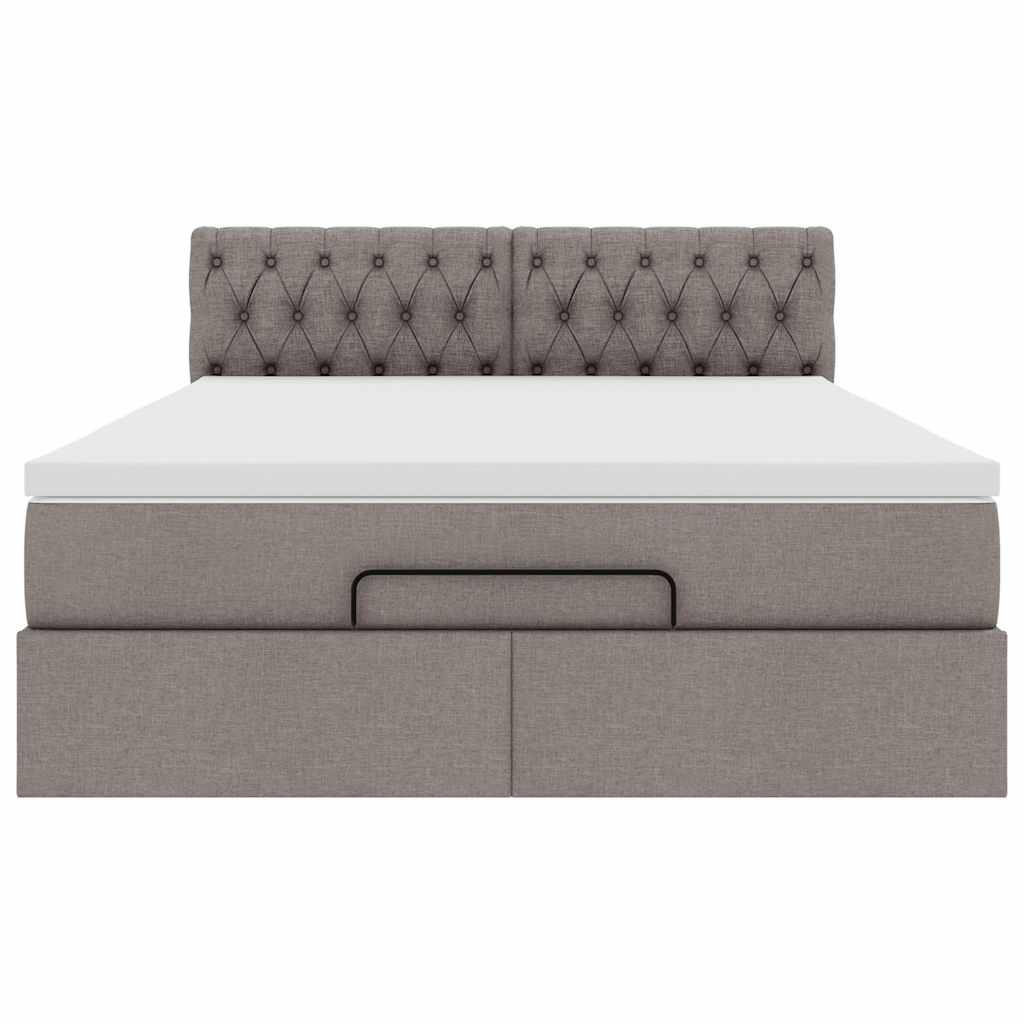 Lit ottoman avec matelas taupe 140x200 cm tissu - XIOS