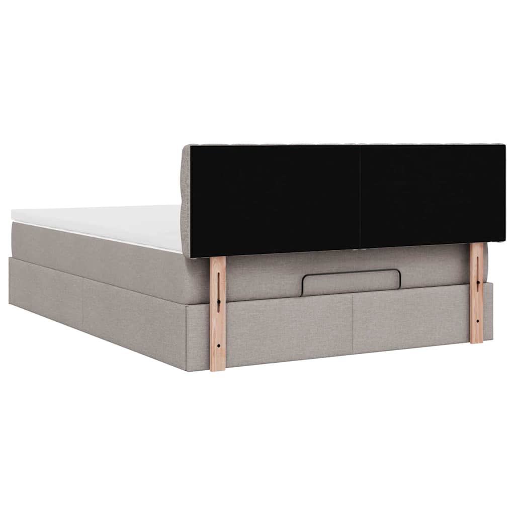 Lit ottoman avec matelas taupe 140x200 cm tissu - XIOS