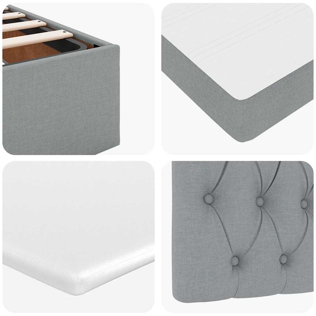 Lit ottoman avec matelas gris clair 160x200 cm tissu
