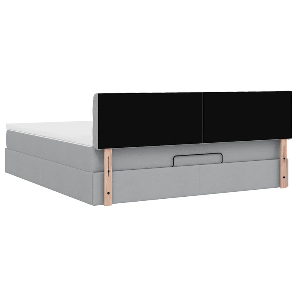 Lit ottoman avec matelas gris clair 160x200 cm tissu - XIOS