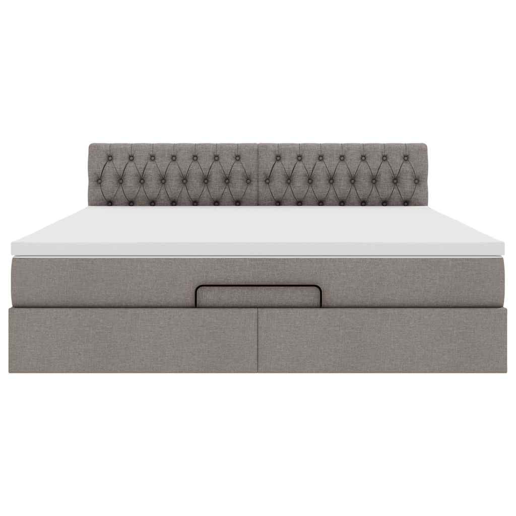 Cadre de lit ottoman avec matelas taupe 160x200 cm tissu - XIOS