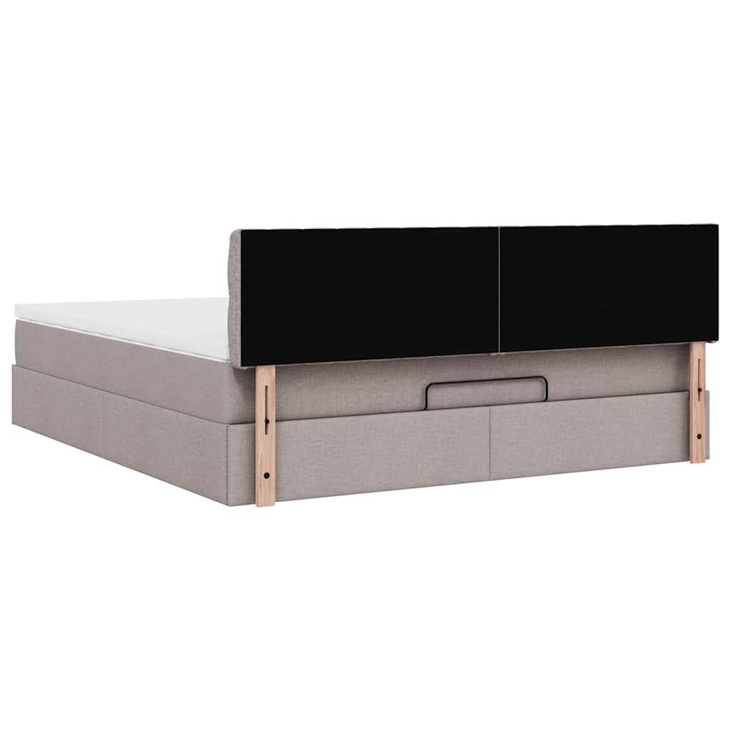Cadre de lit ottoman avec matelas taupe 160x200 cm tissu - XIOS