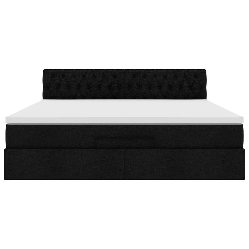 Cadre de lit ottoman avec matelas noir 180x200 cm tissu - XIOS