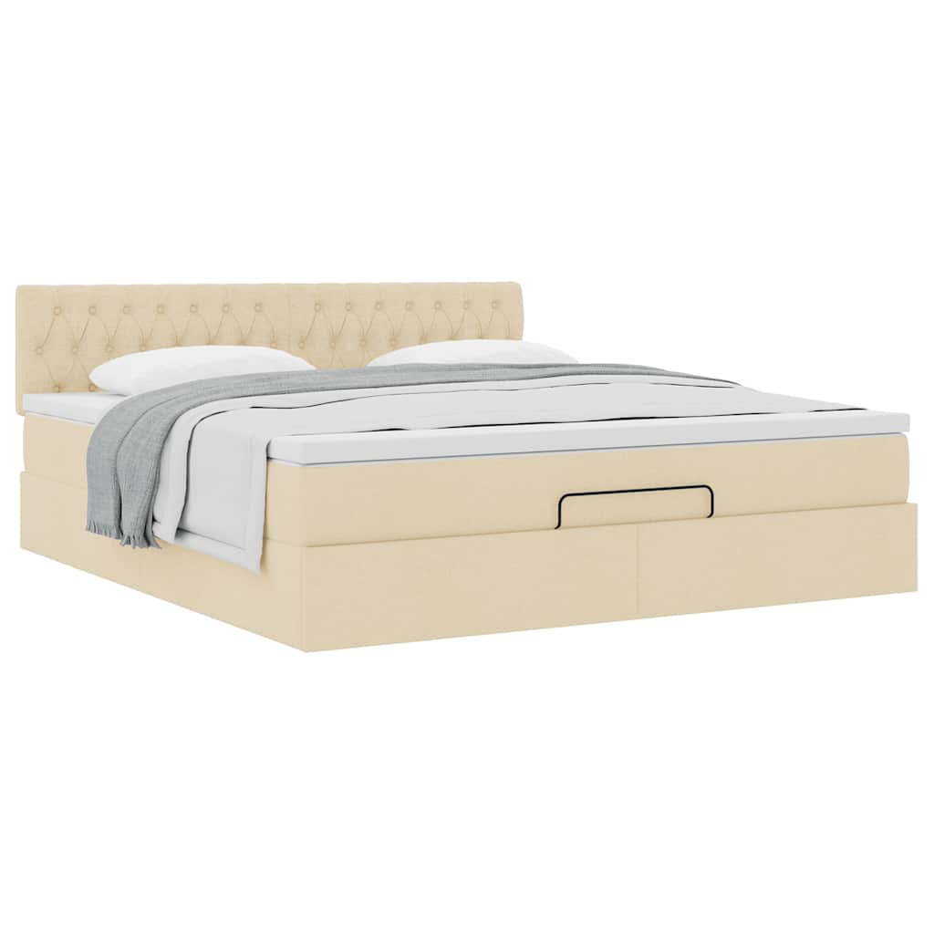 Cadre de lit ottoman avec matelas crème 180x200 cm tissu - XIOS