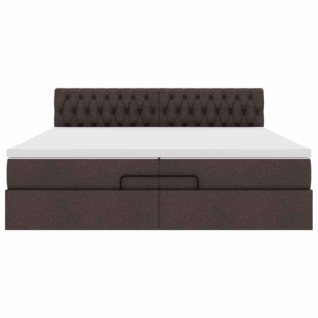 Cadre de lit ottoman avec matelas marron foncé 200x200 cm tissu - XIOS