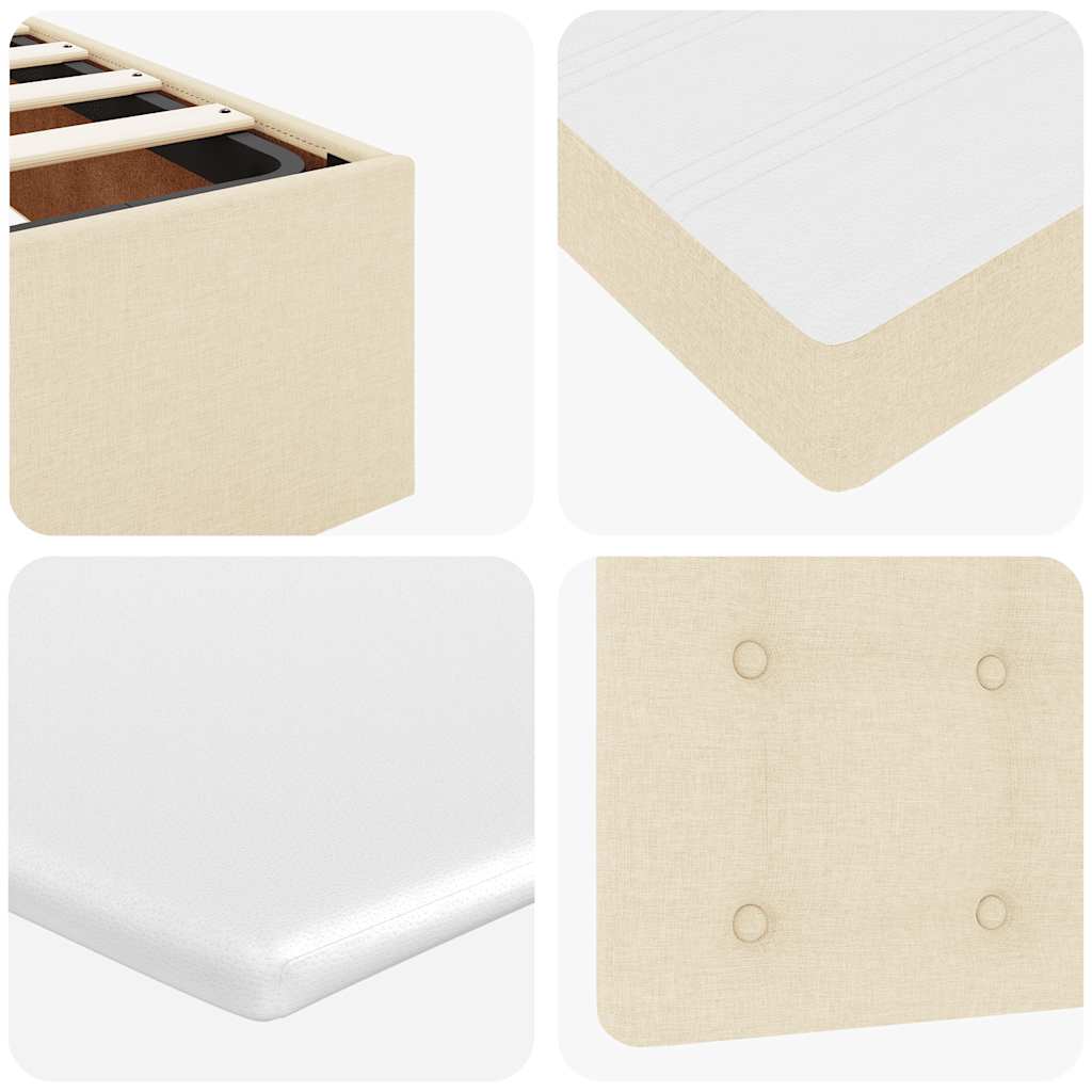 Cadre de lit ottoman avec matelas crème 80x200 cm tissu