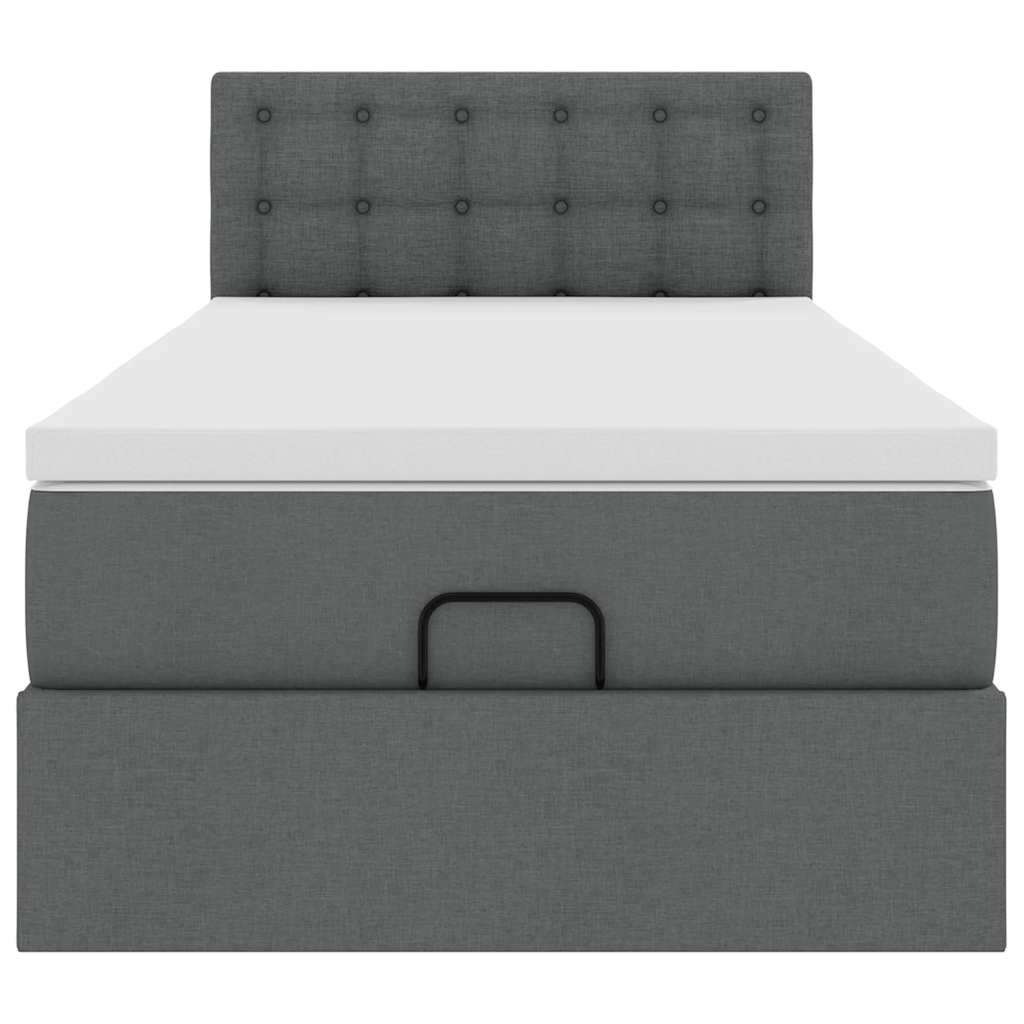 Cadre de lit ottoman avec matelas gris foncé 90x190 cm tissu - XIOS