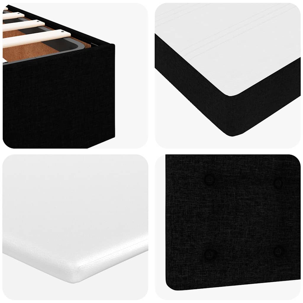Lit ottoman avec matelas noir 90x200 cm tissu
