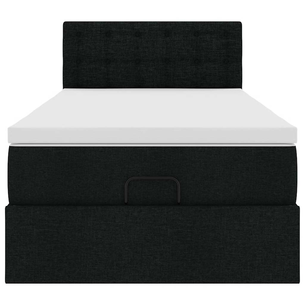 Lit ottoman avec matelas noir 90x200 cm tissu - XIOS