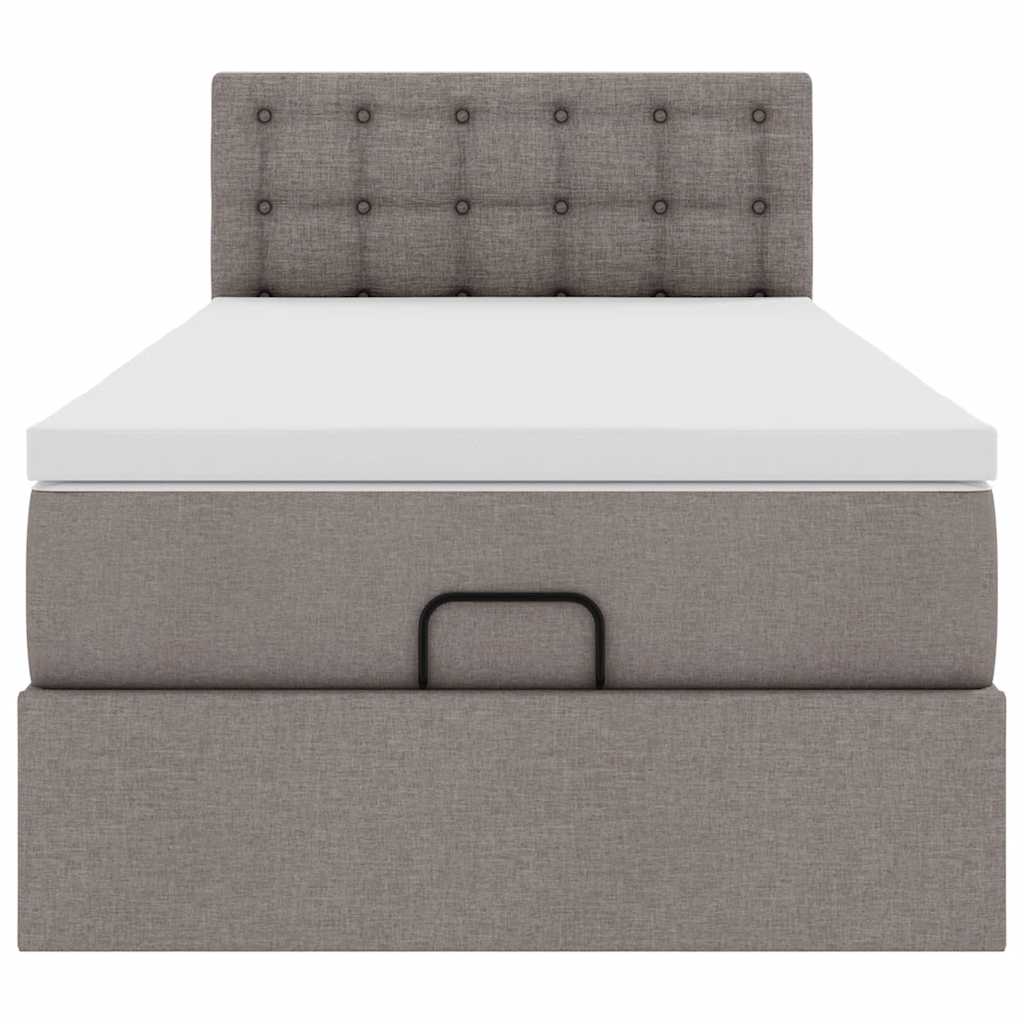 Lit ottoman avec matelas taupe 90x200 cm tissu - XIOS