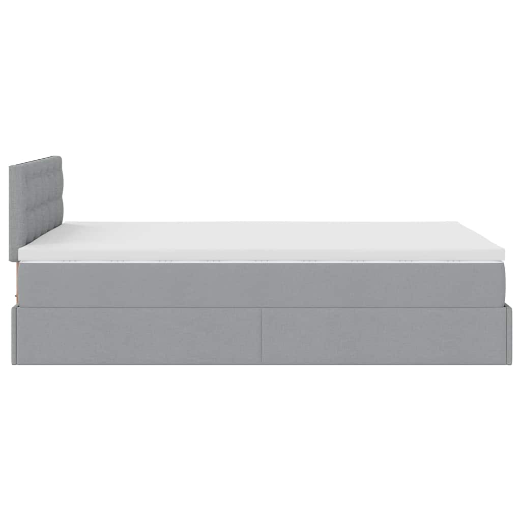 Lit ottoman avec matelas gris clair 120x190 cm tissu - XIOS