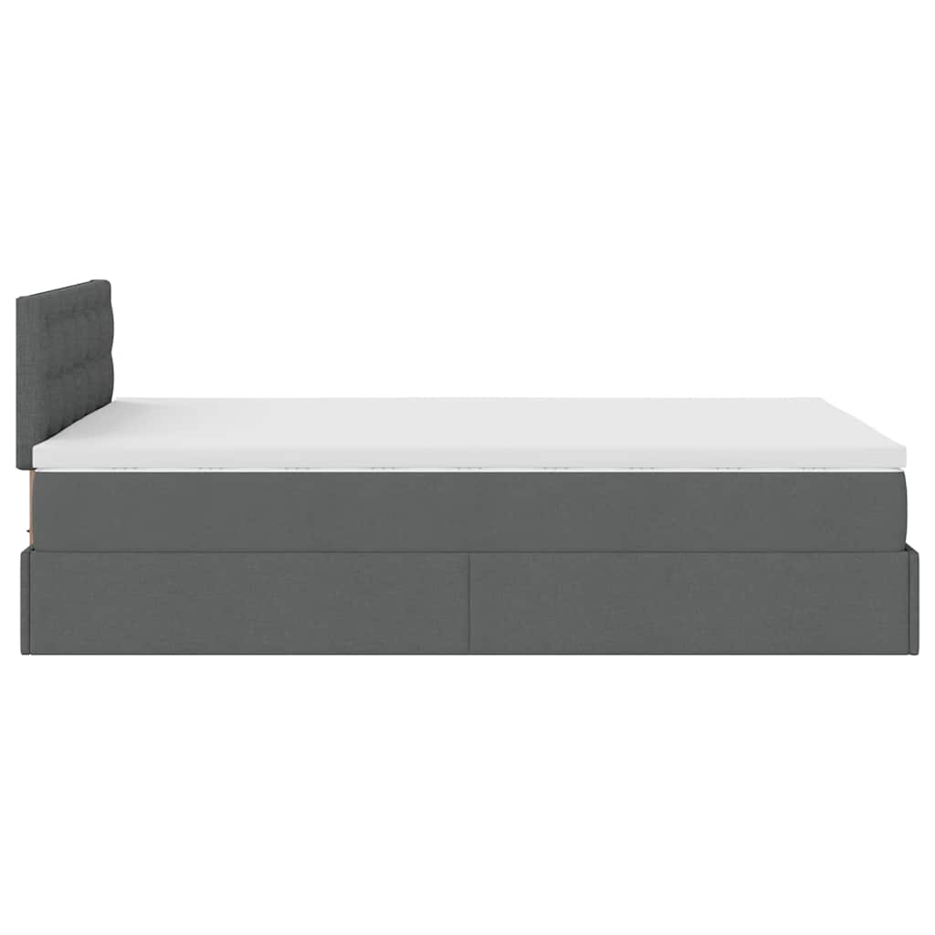 Lit ottoman avec matelas gris foncé 120x190 cm tissu - XIOS