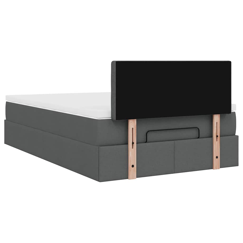 Lit ottoman avec matelas gris foncé 120x190 cm tissu - XIOS