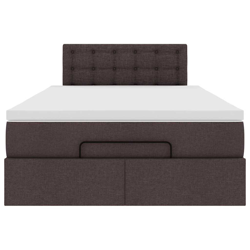 Cadre de lit ottoman avec matelas marron foncé 120x190 cm tissu - XIOS
