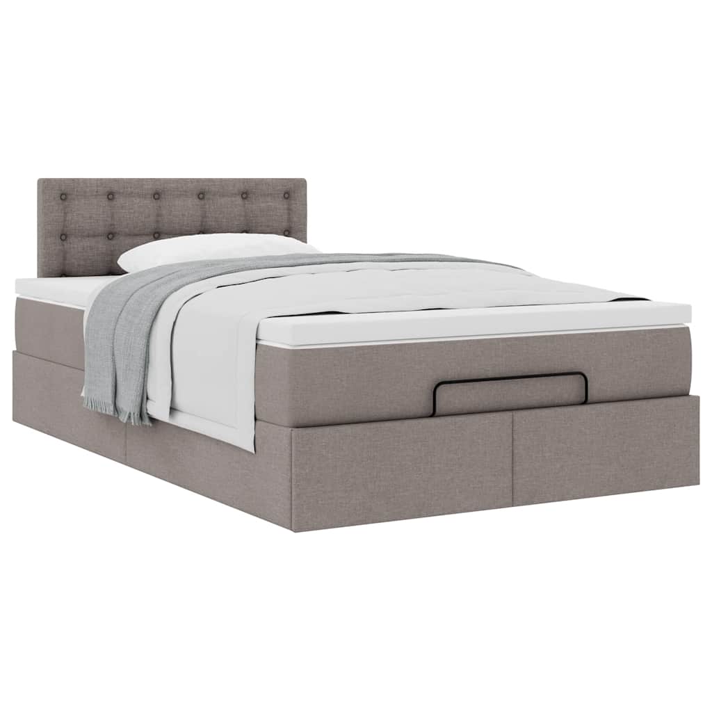 Cadre de lit ottoman avec matelas taupe 120x190 cm tissu - XIOS