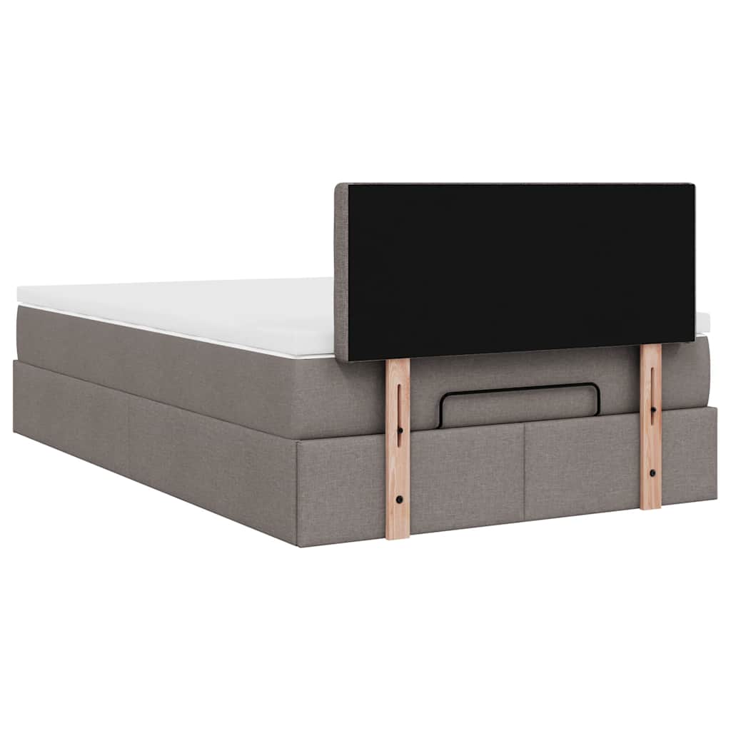 Cadre de lit ottoman avec matelas taupe 120x190 cm tissu - XIOS