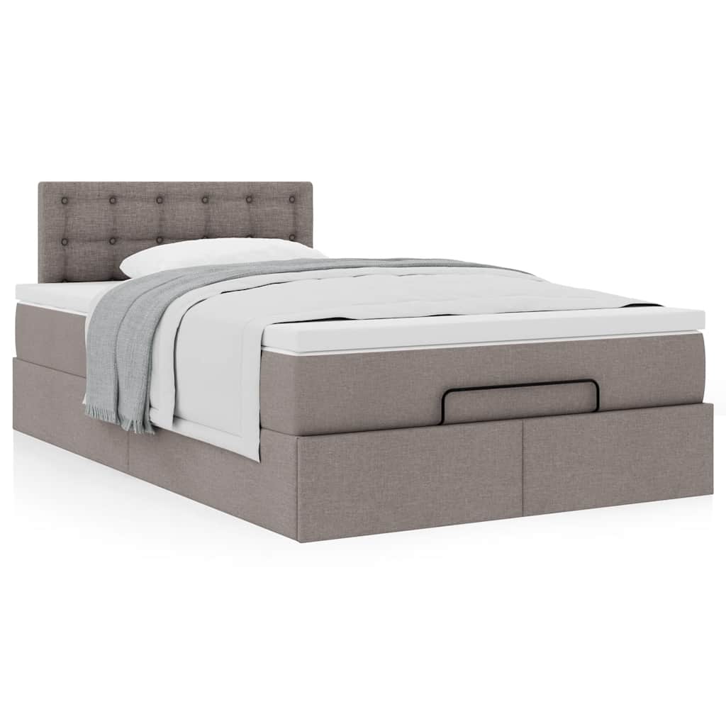 Cadre de lit ottoman avec matelas taupe 120x200 cm tissu - XIOS