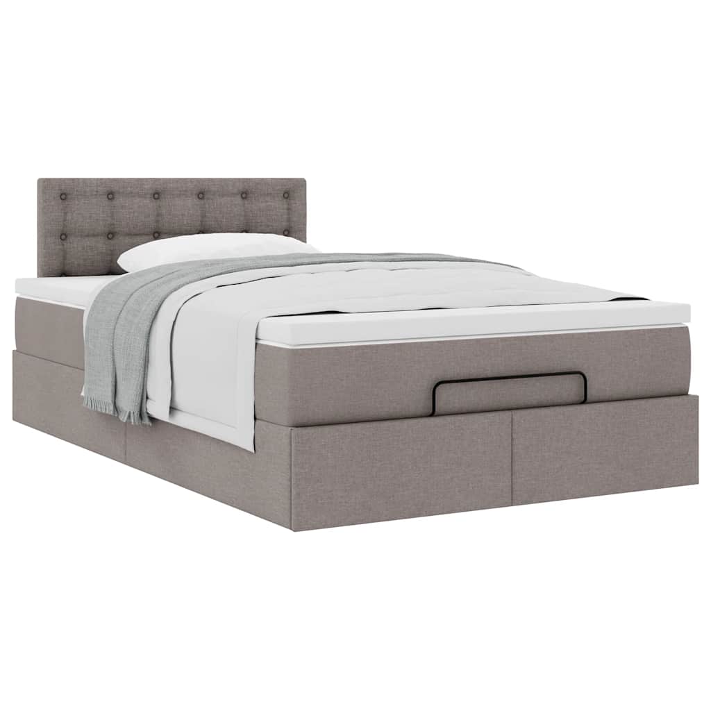 Cadre de lit ottoman avec matelas taupe 120x200 cm tissu - XIOS