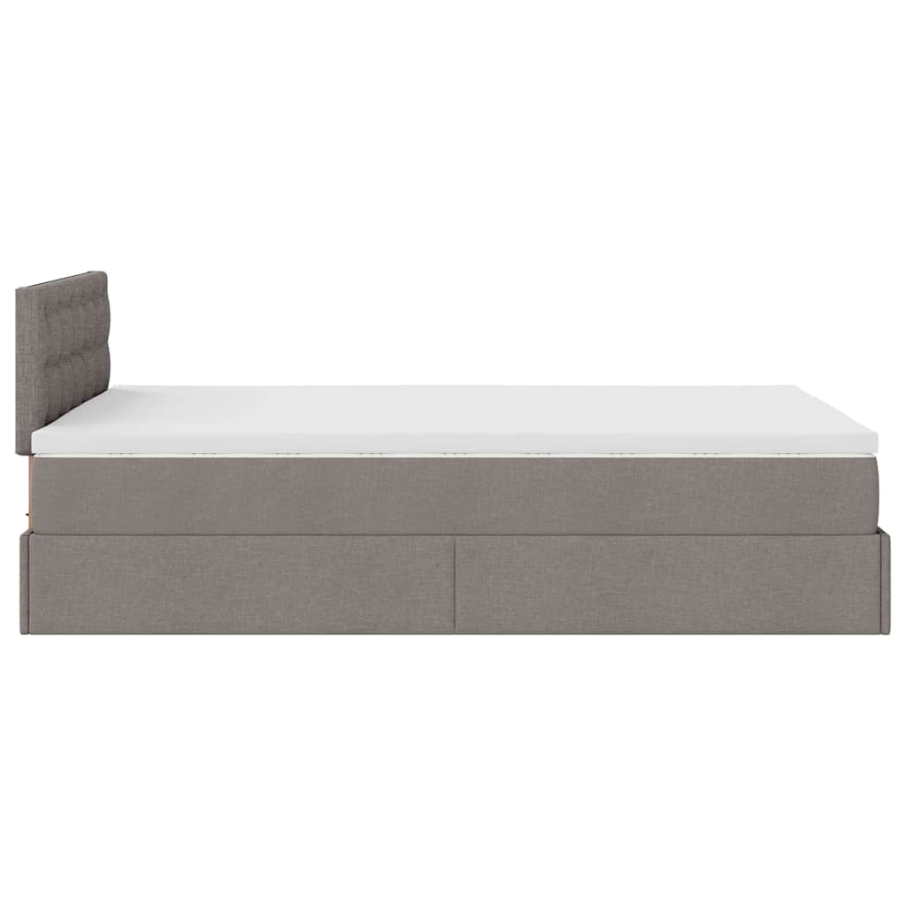 Cadre de lit ottoman avec matelas taupe 120x200 cm tissu - XIOS
