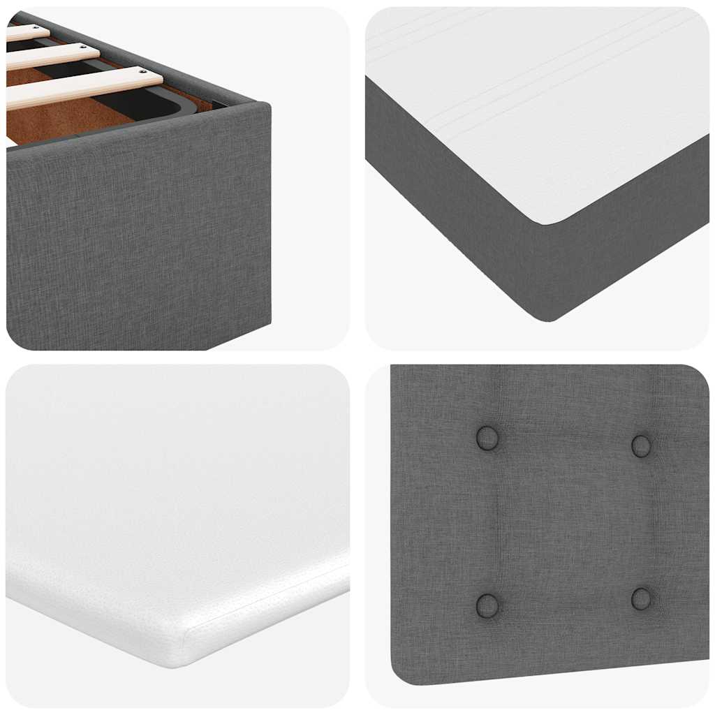 Lit ottoman avec matelas gris foncé 140x190 cm tissu