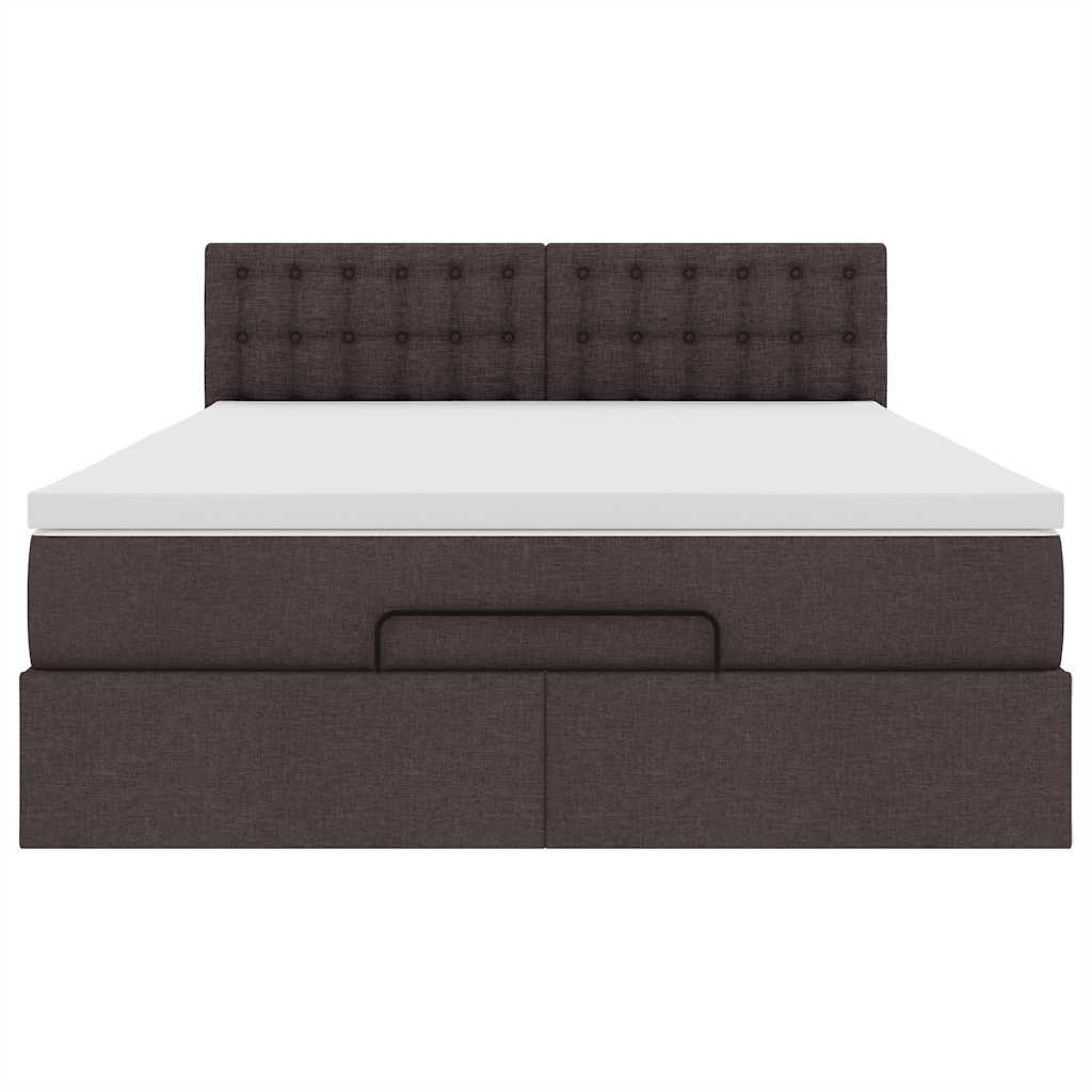 Lit ottoman avec matelas marron foncé 140x190 cm tissu - XIOS
