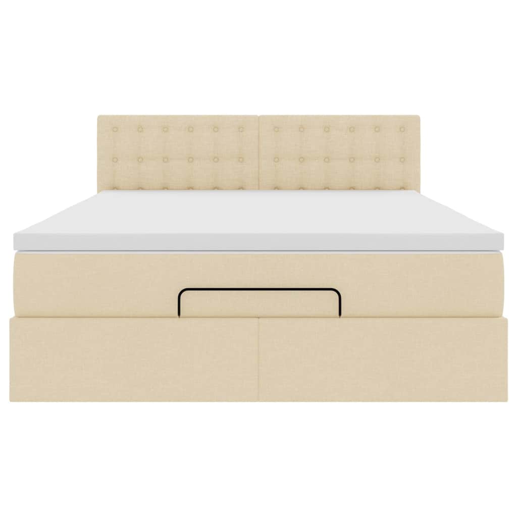 Lit ottoman avec matelas crème 140x200 cm tissu - XIOS
