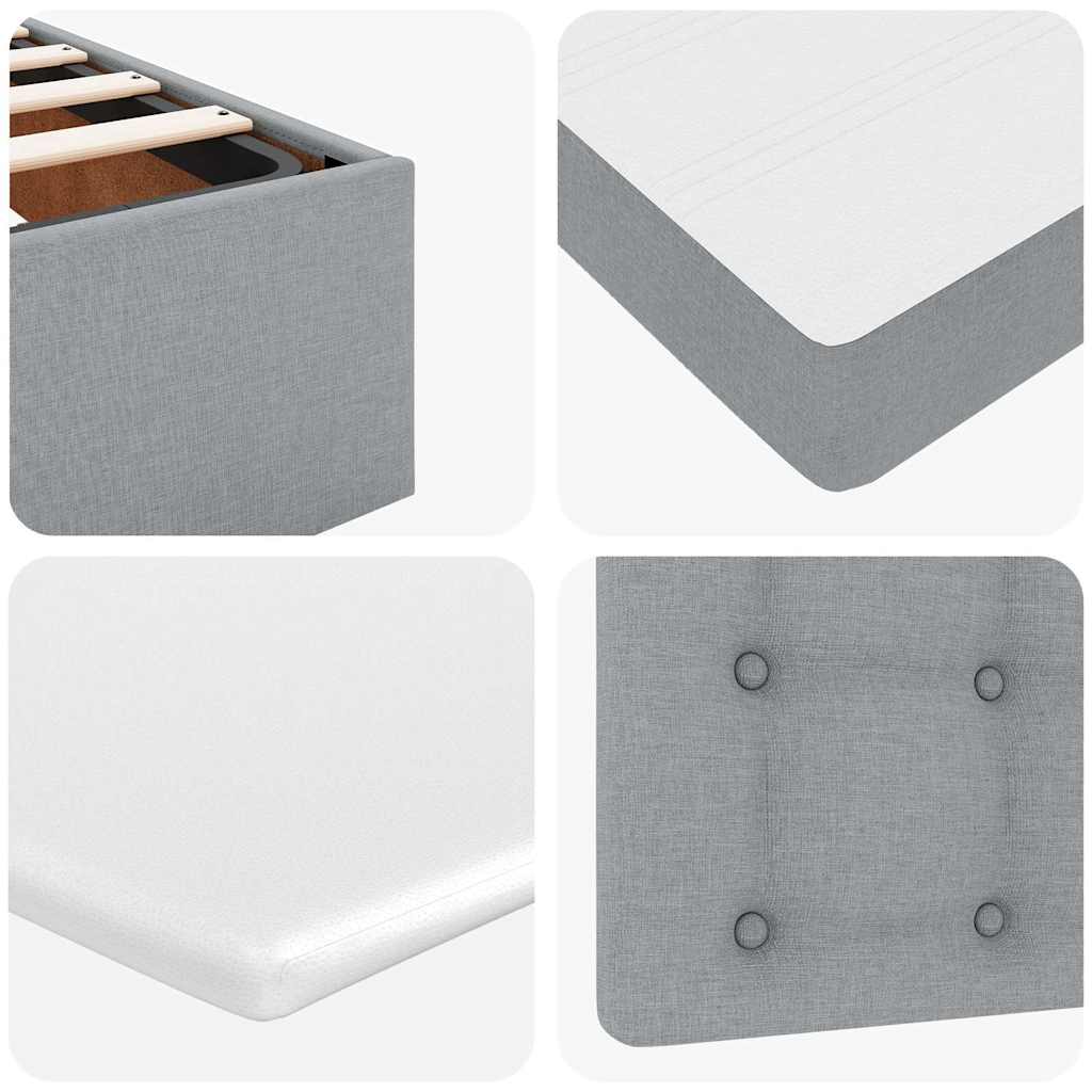 Lit ottoman avec matelas gris clair 160x200 cm tissu