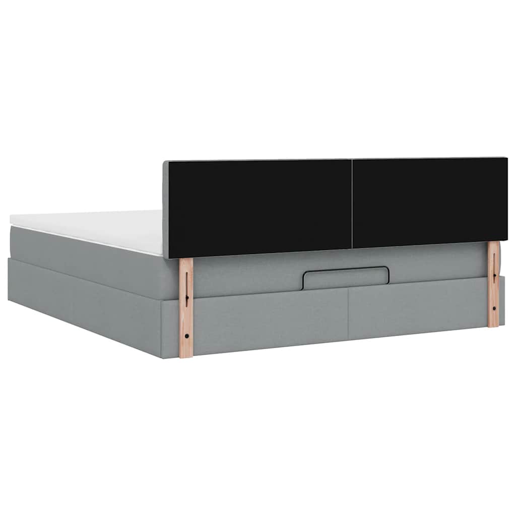 Lit ottoman avec matelas gris clair 160x200 cm tissu - XIOS