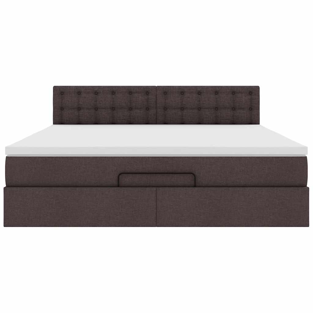 Cadre de lit ottoman avec matelas marron foncé 180x200 cm tissu - XIOS