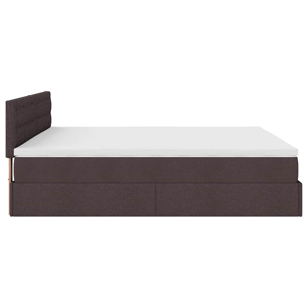 Cadre de lit ottoman avec matelas marron foncé 180x200 cm tissu - XIOS