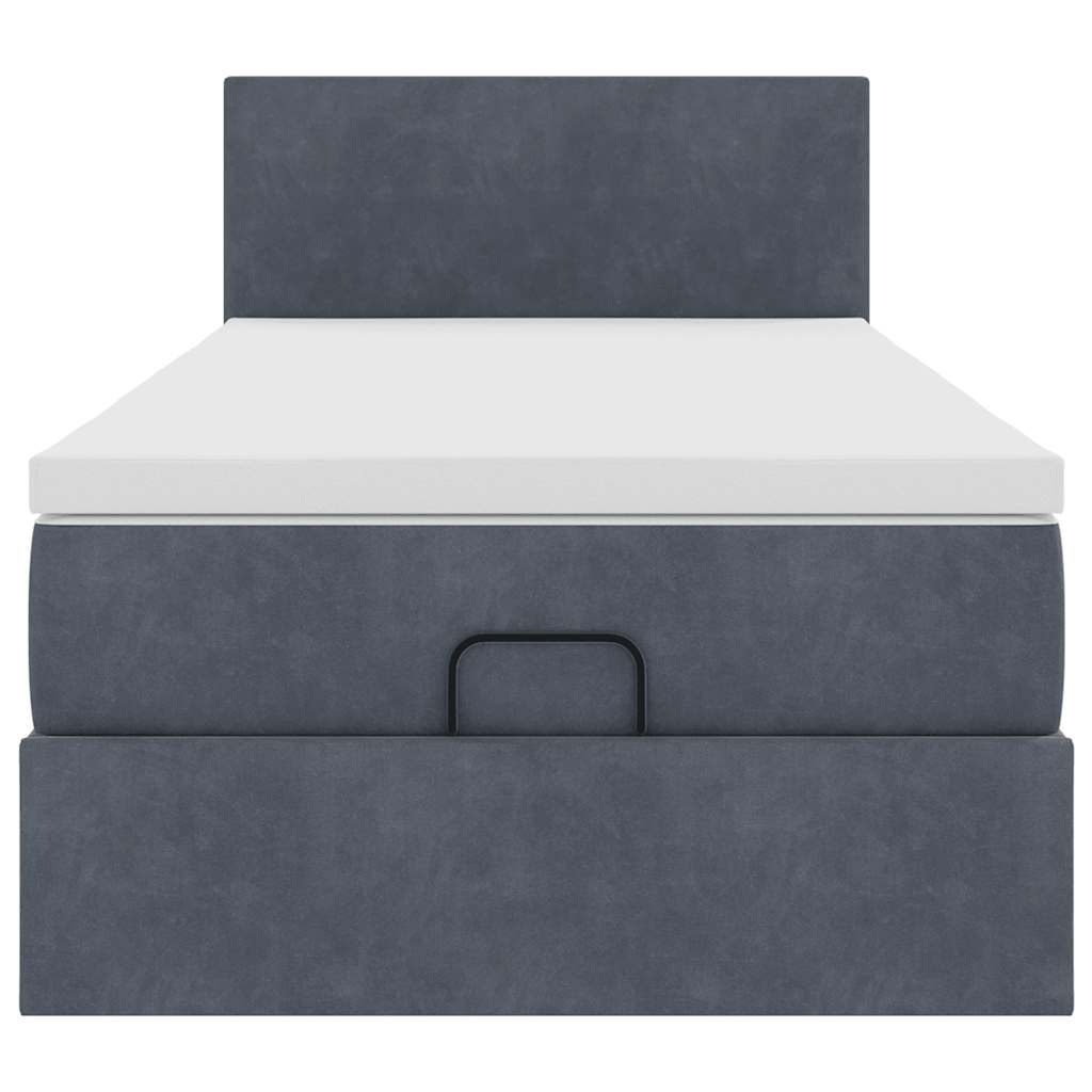 Cadre de lit ottoman avec matelas gris foncé 100x200 cm velours - XIOS