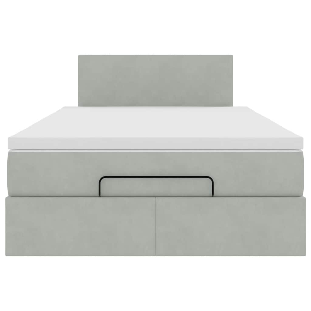 Cadre de lit ottoman et matelas gris clair 120x200 cm velours - XIOS