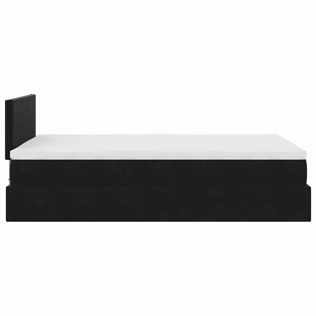 Cadre de lit ottoman avec matelas noir 120x200 cm velours - XIOS
